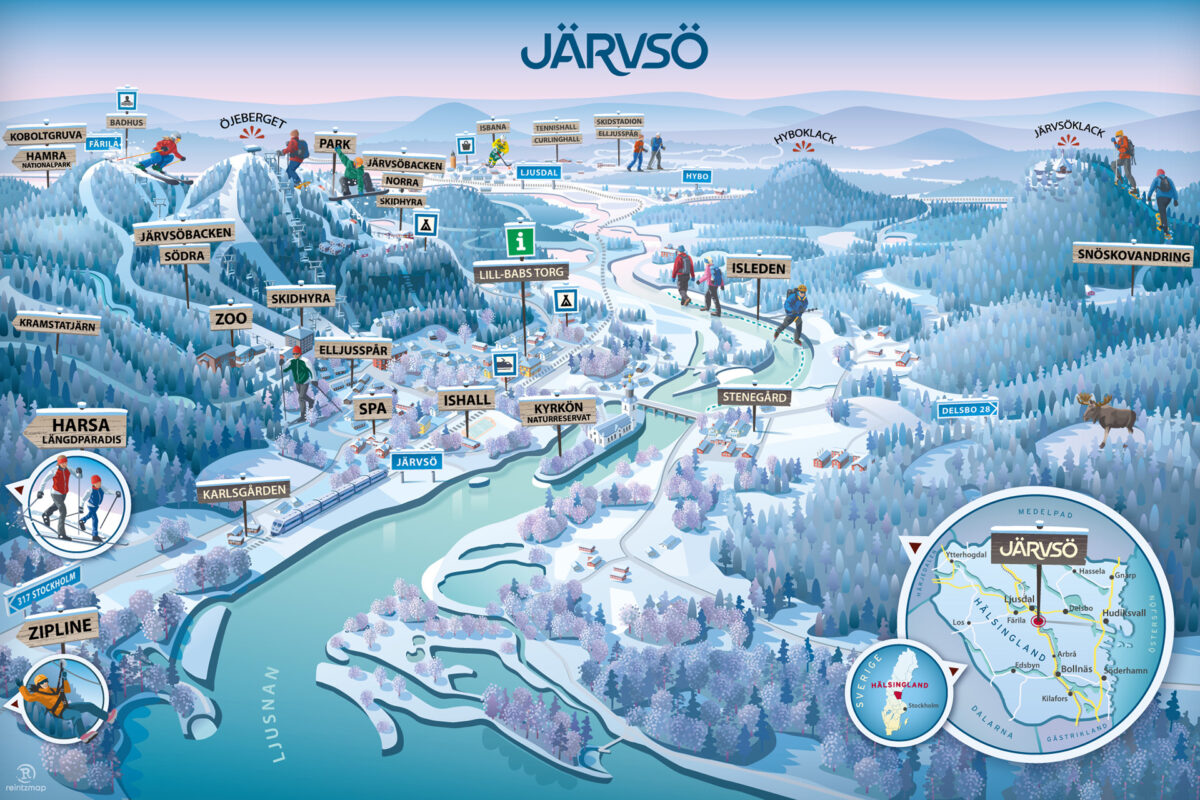 Karta över aktiviteter i Järvsö vintertid